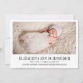 クラシックベビーとモダン写真誕生のお知らせ 案内状 (正面)