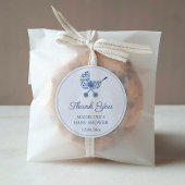 クラシックベビーカー青い白の赤ちゃんシャワーの好意 ラウンドシール