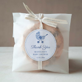 クラシックベビーカー青い白の赤ちゃんシャワーの好意 ラウンドシール