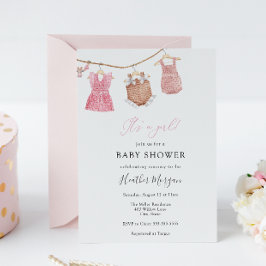 クラシックベビーガールシャワー招待状 招待状