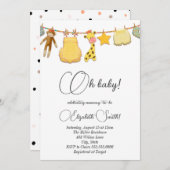 クラシックベビー男女兼用とドット赤ちゃんシャワー 招待状 (正面/裏面)