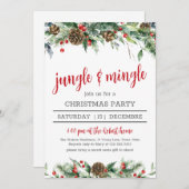 クラシックベリーグリーンリー企業のクリスマスパーティー 招待状 (正面/裏面)