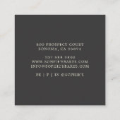 クラシックベーカーのロゴブラックビジネスカード スクエア名刺 (裏面)