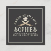 クラシックベーカーのロゴブラックビジネスカード スクエア名刺 (正面)