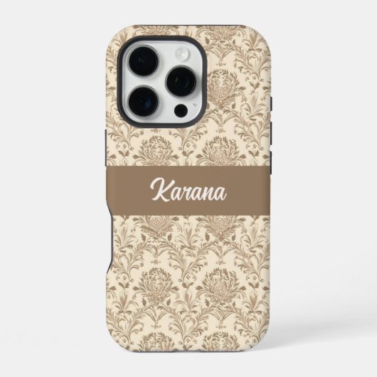クラシックベージュダマスク iPhoneケース (裏面)