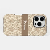 クラシックベージュダマスク iPhoneケース (裏面横)