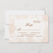 クラシックベージュフラワースクリプト 結婚式RSVP 出欠カード (正面)