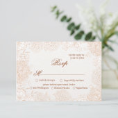クラシックベージュフラワースクリプト 結婚式RSVP 出欠カード (スタンド正面)