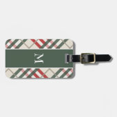 クラシックベージュレッド緑タータンチェック格子状ラゲッジタグ ラゲッジタグ (正面横)