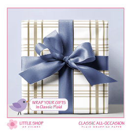 クラシックベージュ格子模様 ラッピングペーパー