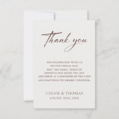 クラシックベージュ色&ブラウンミニマル結婚リストホワイト サンキューカード (正面)