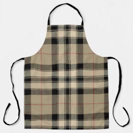クラシックベージュ+ブラックプレイド エプロン