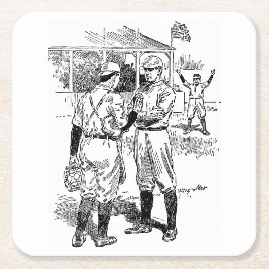 クラシックベースボールコースターセット スクエアペーパーコースター (正面)