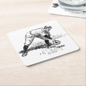 クラシックベースボールコースターセット スクエアペーパーコースター (アングル)