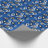 クラシックペイズリーブルーレトロバンダナパタンモダン ラッピングペーパー (角)