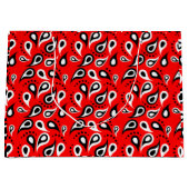 クラシックペイズリーレッドプリントバンダナパターン大事な行事 ラージペーパーバッグ (正面)