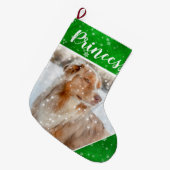 クラシックペットフパーソナライズされたォトクリスマスストッキング ラージクリスマスストッキング (正面 (吊り時))