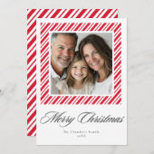 クラシックペパーミントストライプフレームクリスマスカード シーズンカード (正面/裏面)