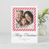 クラシックペパーミントストライプフレームクリスマスカード シーズンカード (スタンド正面)