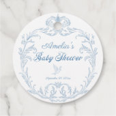 クラシックペリウィンクルバロック映画の赤ちゃんシャワー フェイバータグ (裏面)