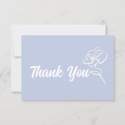 クラシックペリウィンクルブルーフローラスケッチ サンキューカード (正面)