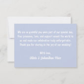 クラシックペリウィンクルブルーフローラスケッチ サンキューカード (裏面)