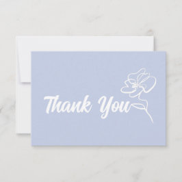 クラシックペリウィンクルブルーフローラスケッチ サンキューカード