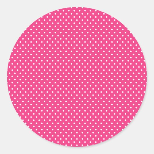 クラシックホットピンクとホワイト水玉模様のシール ラウンドシール (正面)
