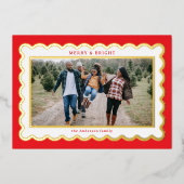 クラシックホッ赤と白名門私立校風のプの写真フレーム 箔シーズンカード (正面)