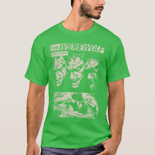 クラシックホラー映画モンスター ホラーコミック 狼男 Tシャツ