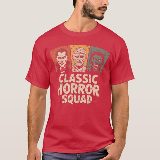 クラシックホラー隊ハロウィンモンスタークルーおもしろグッズ Tシャツ (正面)