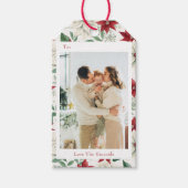 クラシックホリディポインセチア写真ギフトラベル ギフトタグ (正面)