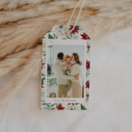 クラシックホリディポインセチア写真ギフトラベル ギフトタグ