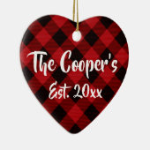 クラシックホリデークリスマスデザイン赤バッファロープレイド セラミックオーナメント (右)