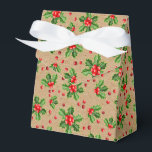 クラシックホリデーグリーンホリーレッドベリー フェイバーボックス<br><div class="desc">クラシックコンテンポラリークリスマスのホリデーシーズン素朴な茶色のクラフト紙の背景にホリ葉ーの果実とパターフェイクンののスタイル。ラッピングやティッシュペーパー、差出人住所ラベル、ギフトラベル、バッグやオフィシャルボックス、シール、リボンなどの製品で利用可能。</div>