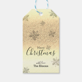 クラシックホリデースノーフレークフェイク金ゴールドグリッター ギフトタグ