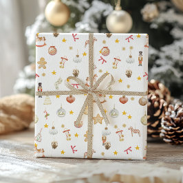 クラシックホリデートイとオーナメントのクリスマス ラッピングペーパー