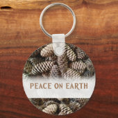 クラシックホリデーパインコーンピースオンアース キーホルダー (正面)