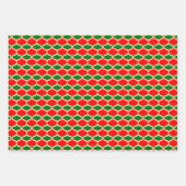 クラシックホリデーパターンレッドグリーンと金ゴールド ラッピングペーパーシート (正面)