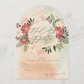 クラシックホリデーパーティポインセチアリースアーチ 招待状 (正面)