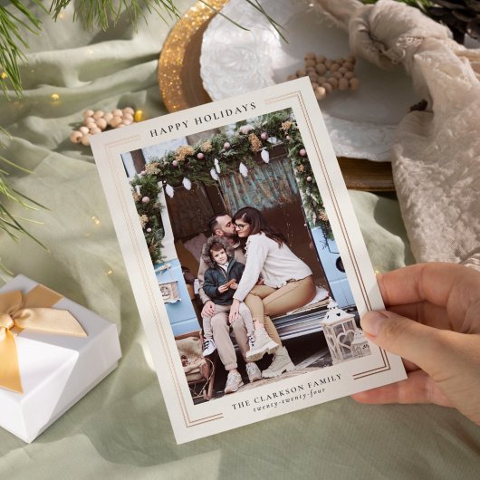 クラシックホリデーフォトカード 箔シーズンカード