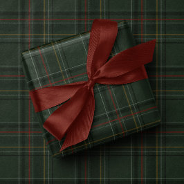 クラシックホリデープレイドハンターグリーン クリスマス ラッピングペーパー