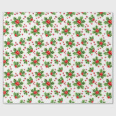 クラシックホリデーホリーツリー離れベリーパターン ラッピングペーパー (フラット)