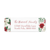 クラシックホリデーポインセチア差出人住所ラベル ラベル (正面)