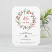 クラシックホリデーリースベリーパーティの招待状 招待状 (スタンド正面)