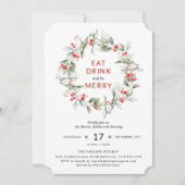 クラシックホリデーリースベリーパーティの招待状 招待状 (正面)