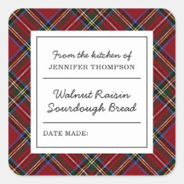 クラシックホリデーレッドタータンチェック自家製フード スクエアシール