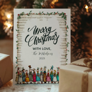 クラシックホリーとクリスマスキャロル者クリスマス シーズンカード