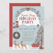 クラシックホリ伝統的ティお気に入りのパーティー 招待状 (正面/裏面)