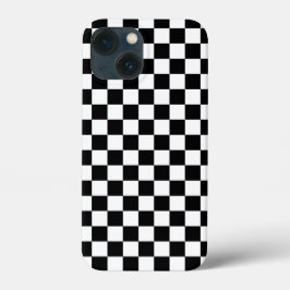クラシックホワイトとモダンブラックのスクエアボックス柄 iPhone 13 MINIケース